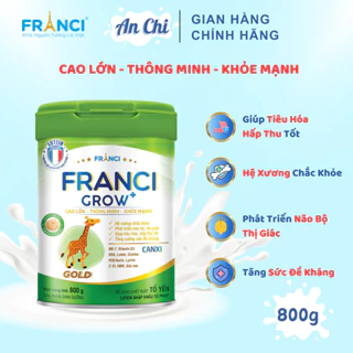 Sữa Franci Grow Gold giúp bé có hệ xương chăc khỏe, phát triển chiều cao, Lon 800g