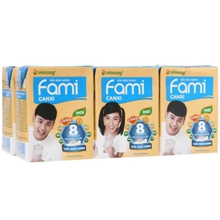 Sữa đậu nành Fami canxi ,nguyên chất lốc 6 hộp x 200ml ( date luôn mới)