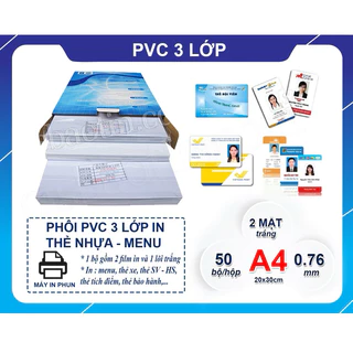 PHÔI THẺ NHỰA_PVC 3 LỚP A4 ( HỘP 50 BỘ)