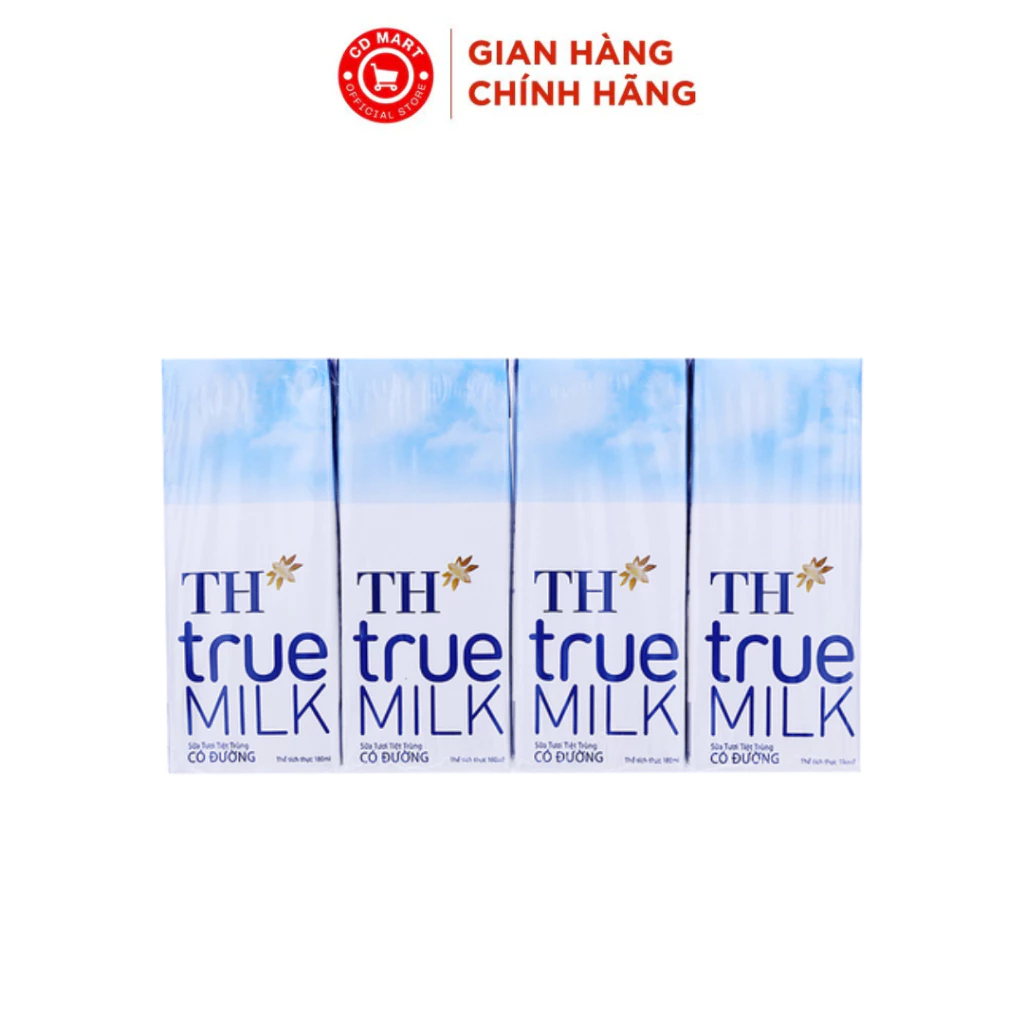 Lốc 4 hộp sữa tươi tiệt trùng TH True MILK có đường (110ml/ 180ml)