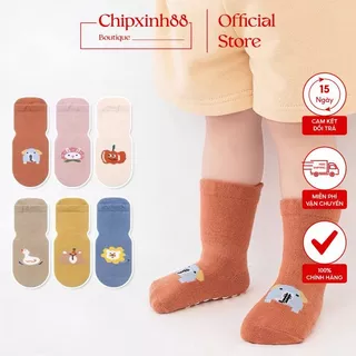 Set 5 Đôi Tất Trẻ Em Quả Bí Tất Cho Bé Cotton Chống Trơn Trượt Cho Bé Trai, Bé Gái Đi Cực Xinh SS30