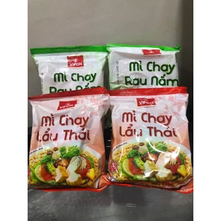 10 Gói Mì Tôm Chay VIFON - Mì Chay Lẩu Thái 60g, Mì Chay Rau Nấm 65g