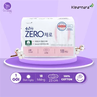 Băng vệ sinh Kleannara Zero Hàn Quốc siêu êm thoáng ban ngày size S 23cm - 18 miếng/ gói có cánh