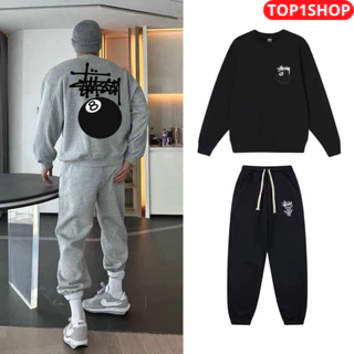 Set Bộ Đồ Nỉ Sweater Nam Nữ Trơn Phối Số 8, Phong Cách Unisex Trẻ Trung Áo Hoodie Kèm Quần Jogger Bo Gấu - T1S