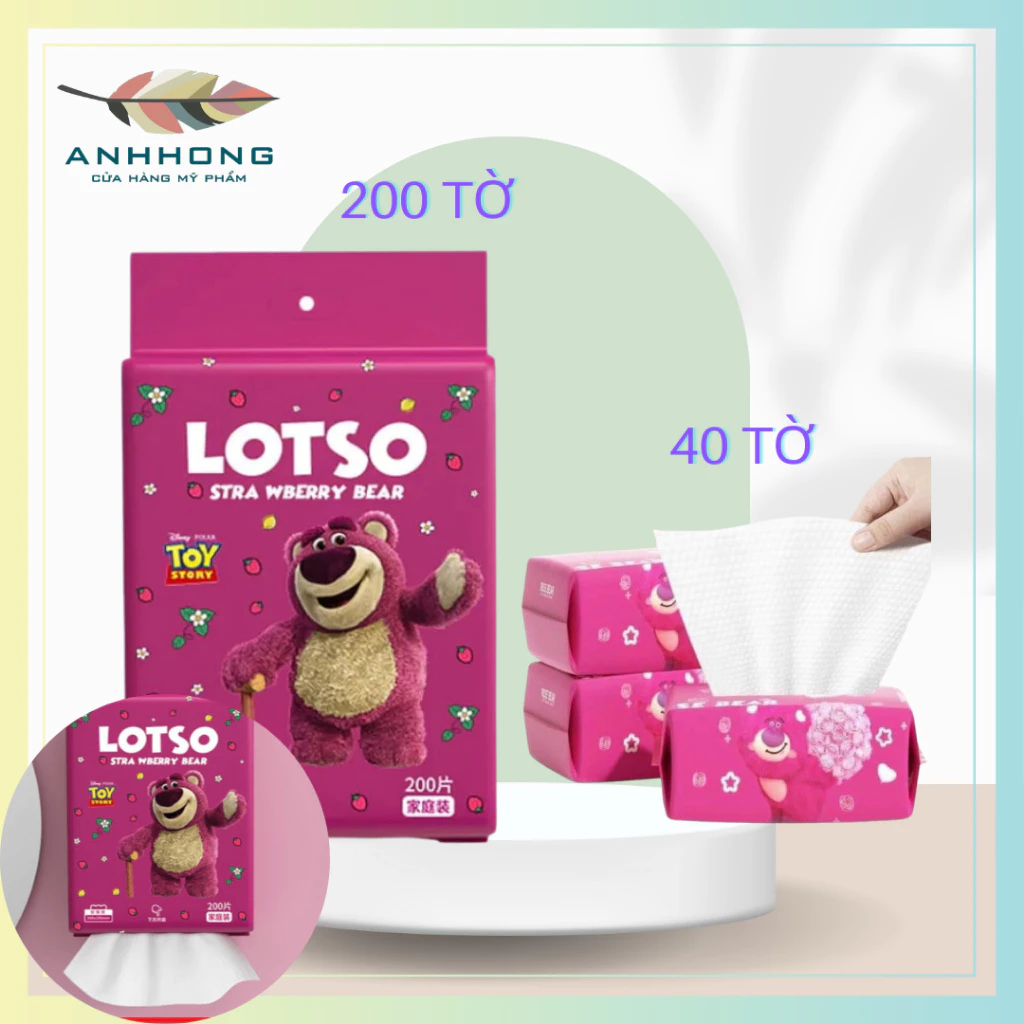 Khăn Mặt Khô Đa Năng Dùng 1 Lần Gấu Hồng Rose Bear Lau Mặt Lau Khô, Lau Ướt Siêu Mềm Dai Mịn Rửa Mặt Vệ Sinh, Tẩy Trang