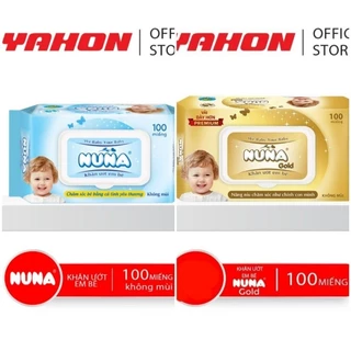 CHÍNH HÃNG COMBO Khăn giấy ướt em bé KHÔNG MÙI Nuna xanh, gold 100 tờ