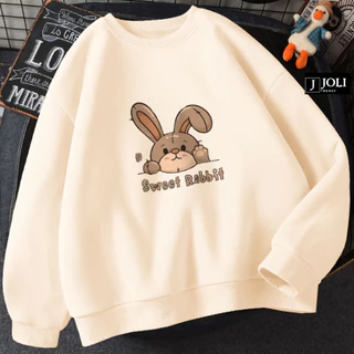 Áo Sweater Sweet Rabbit Nam Nữ By JOLI Unisex Chất Nỉ Lót Bông Form Rộng