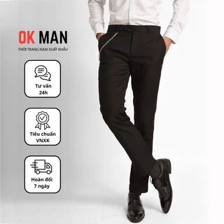 Quần tây âu nam ống Slimfit ôm chân 5 màu Chất vải Cotton Co giãn, Quần vải bó Trẻ trung Tôn dáng Okman