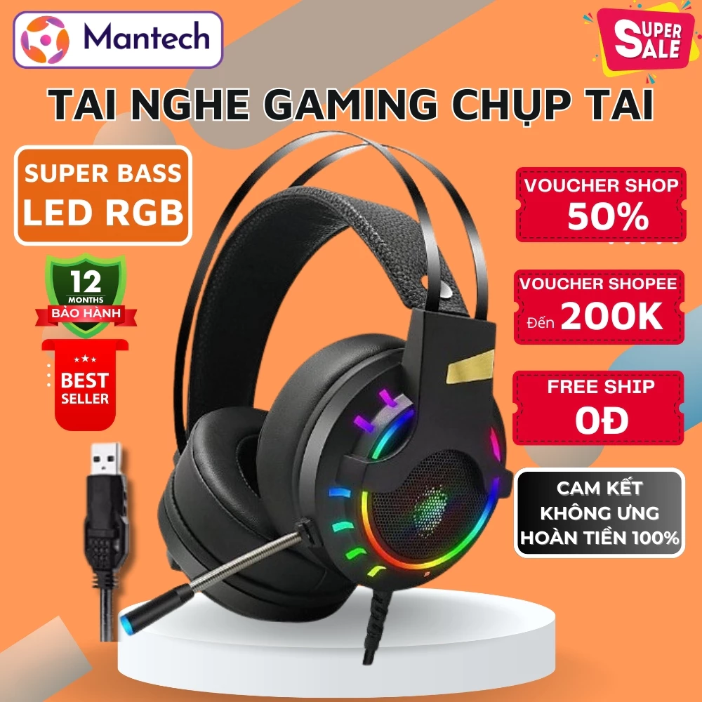 Tai Nghe Chụp Tai Máy Tính Gaming K3 Led RGB, Tích Hợp Micro 360 Độ, Âm Thanh Công Nghệ Mới Siêu Hay, Jack USB 7.1