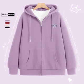 Áo Hoodie Zip, Áo Khoác Nam Nữ Unisex By PEABOO Mã Gấu Happy Day Chất Nỉ Bông Form Rộng Mũ 2 Lớp