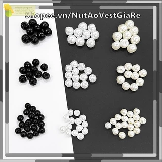 Set 50 Nút áo ngọc trai Nút bẹt nhựa ngọc trai, Size 8MM ,10 MM, 12MM