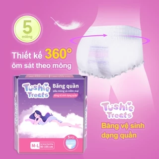 Băng vệ sinh dạng quần Tushie Treats túi 20 cái (size M-L,XL-2XL) - Dùng 1 lần, mềm mại, thấm hút, thoải mái và tiện lợi