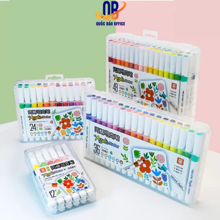 Bút Màu Acrylic Marker 12/24/36/48 Cao Cấp Màu Sắc Tươi Sáng - Bút Lông Màu