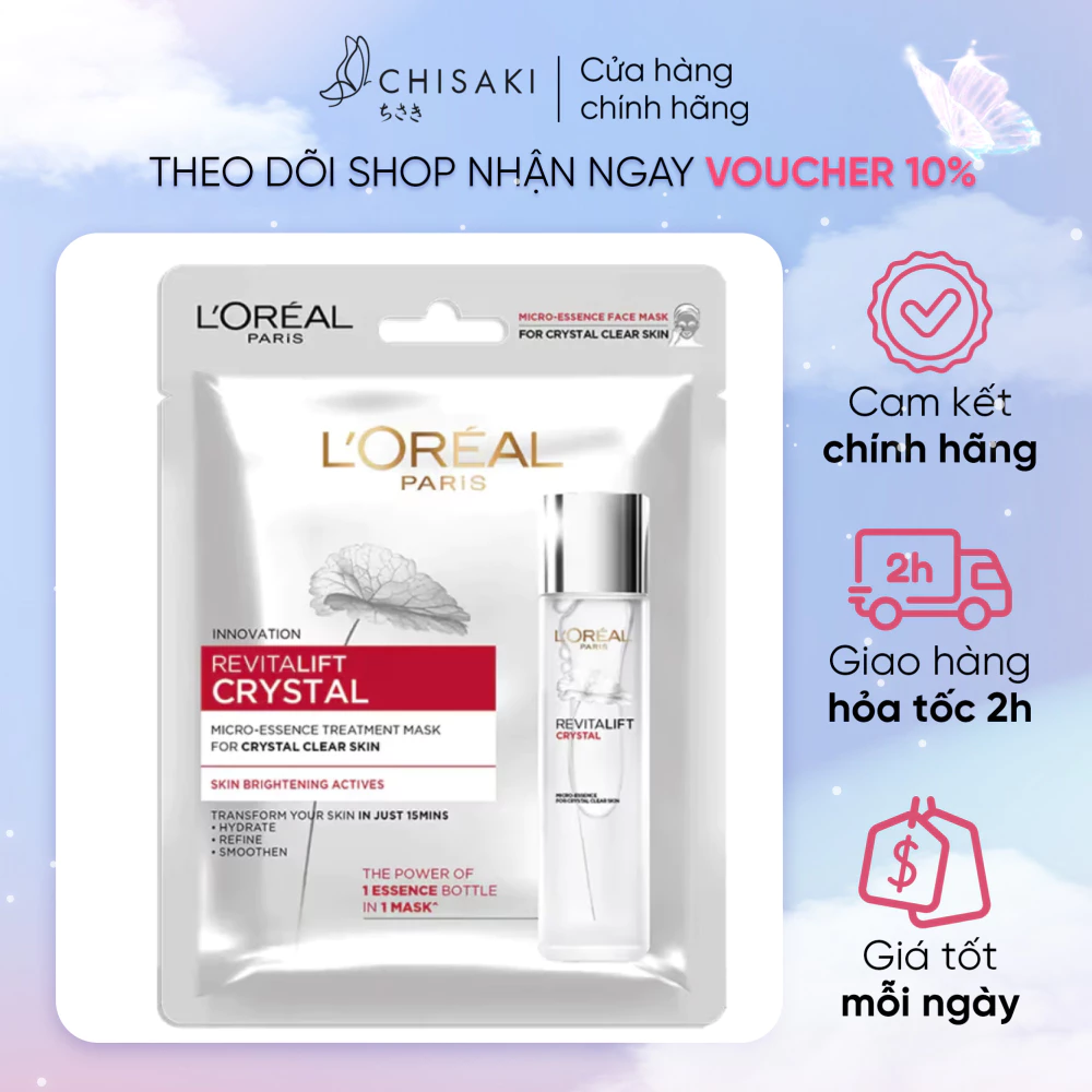 Mặt Nạ L'Oreal Dưỡng Da Pha Lê Trắng Sáng 1 Miếng