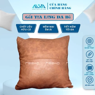 Gối tựa lưng vuông (45x45), tựa đầu đa năng da bò Full Grain cao cấp, cổ điển.