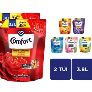 Combo 2 túi nước xả làm mềm vải Comfort Chăm sóc Chuyên sâu Đậm đặc Một lần xả túi 3.8L