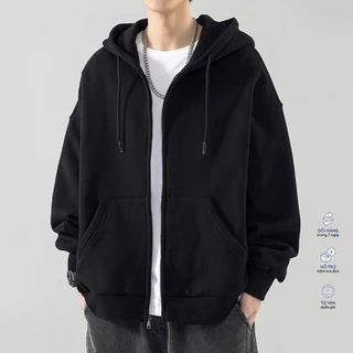 Áo khoác hoodie zip khóa kéo phom rộng unisex basic dành cho nam nữ