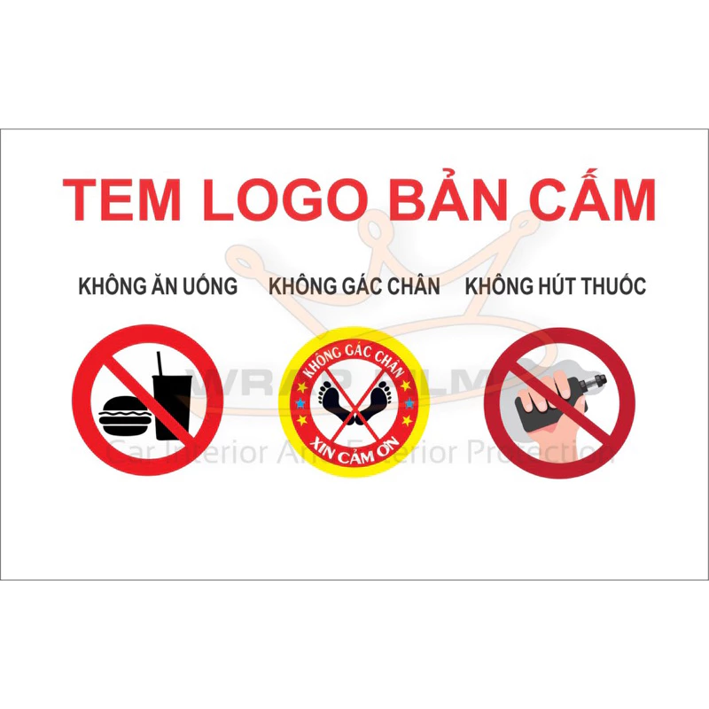 Tem logo bản cấm dán ô tô - Decal bản cấm - Tem PVC 3 lớp không thấm nước chống phai màu dán trên ô tô