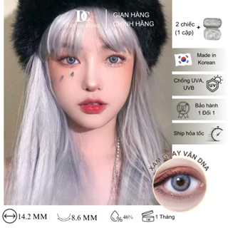 Kính áp tròng màu xám gray vân DNA kiểu Douyin, contact lens mắt cận có độ giãn vừa Hàn Quốc Decem Store