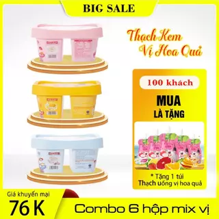 Combo 6 hộp thạch kem pudding Phúc An hộp vuông mix 2 vị - Thực phẩm đồ ăn vặt bổ sung dinh dưỡng cho mọi lứa tuổi