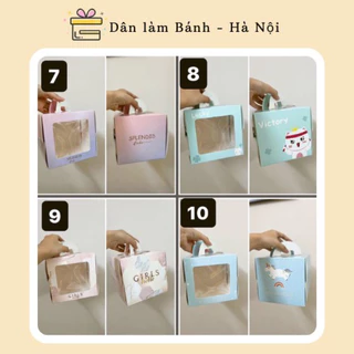 Hộp mini bento đựng bánh kem sinh nhật mini, tặng kèm đế, kích thước 16x16x15