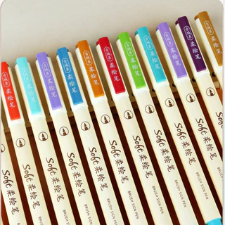 Màu mới 2023 - SET 6/12 Bút DS Soft Brush Sign Pen luyện viết Calligraphy ngòi nhỏ đủ 48 màu