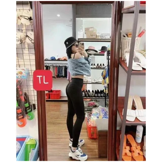 Quần Legging Cạp Cao Dập Chữ Đỏ