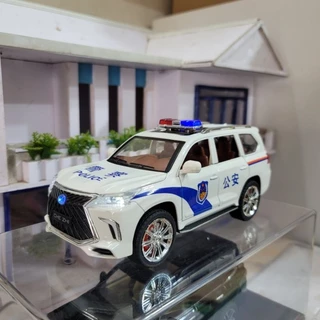 Mô hình xe cảnh sát Lexus LX570 Police tỉ lệ 1:24 có đèn hú chuyên dụng và chạy cót