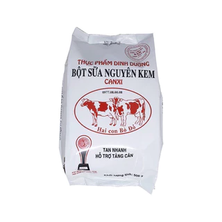 Bột sữa nguyên kem HAI CON BÒ ĐỎ túi 500g hỗ trợ TĂNG CÂN