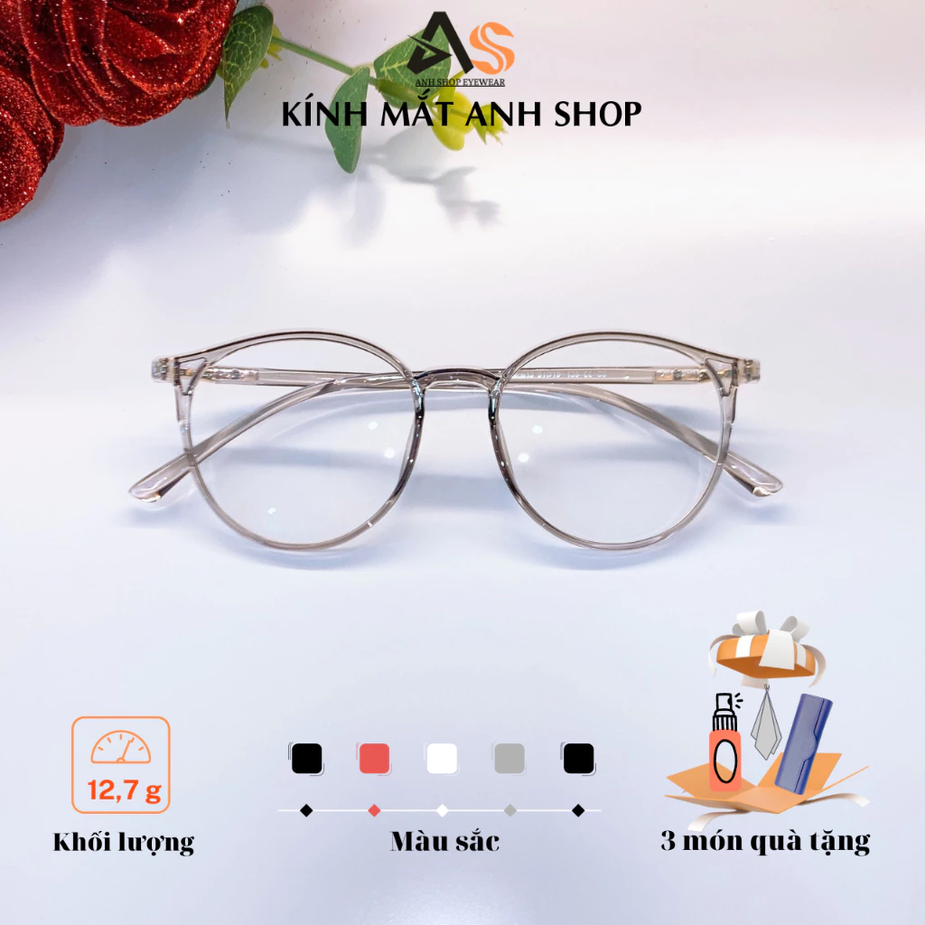 Kính tròn to nam nữ kiểu dáng thanh mảnh dễ phù hợp với nhiều khuôn mắt chất liệu nhựa dẻo 513A