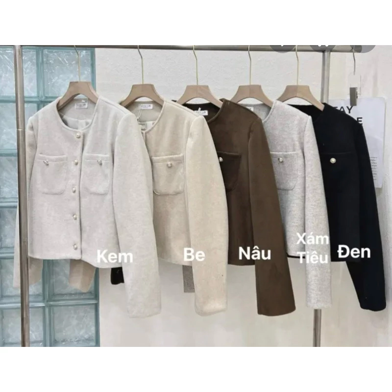 (Ảnh thật tự chụp ) Áo khoác dạ tiêu 2 lớp khuy ngọc đứng form dày dặn có độn vai By Chun
