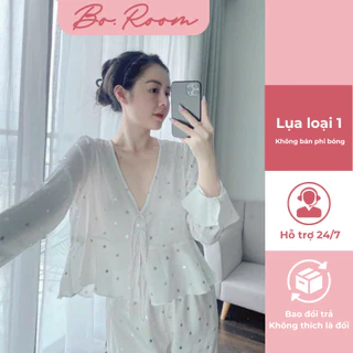 Set đồ nữ tiểu thư lụa ngọc trai loại 1, đồ mặc nhà nữ, pijama lụa mẫu mới nhất chất mềm mịn mát