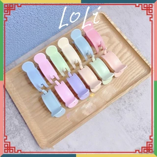 Lố 12 Kẹp Tóc Càng Cua 3 Răng Đầu Tròn Màu Pastel