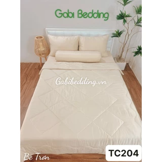 Bộ Drap Giường Lụa Tencel 60s -Be Trơn, Có vỏ Chăn - Chống nhăn - kháng khuẩn - mềm mịn mát