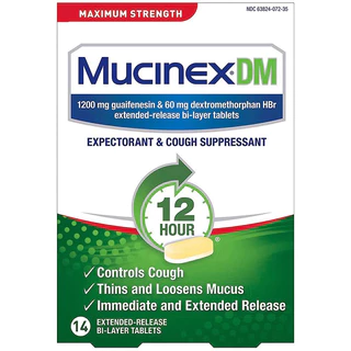 Mucinex Maximum Strength 14 viên Hỗ trợ cắt cơn ho có đàm, tức ngực.