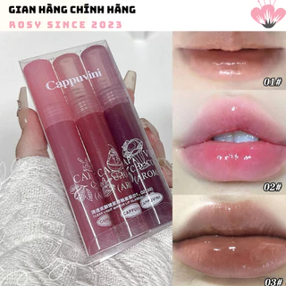 Son môi trang điểm màu lì thời trang cappuvini CP203 son bóng dưỡng ẩm trong suốt thiết kế tiện lợi pha lê trong suốt