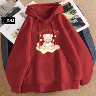 Áo Hoodie Baking Bread Nam Nữ By JOLI Unisex Chất Nỉ Lót Bông Mũ 2 Lớp Form Rộng