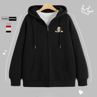 Áo Hoodie Zip, Áo Khoác Nam Nữ Unisex By PEABOO Mã Owl Chất Nỉ Bông Form Rộng Mũ 2 Lớp