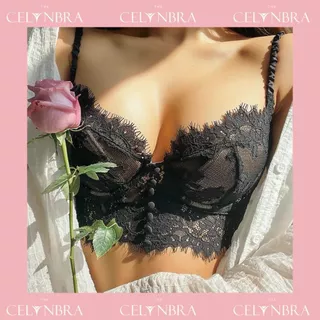 Áo bra ren, Áo bralette hàng cúc ren mềm xuyên thấu phối quần lọt khe sexy The Celynbra - B08