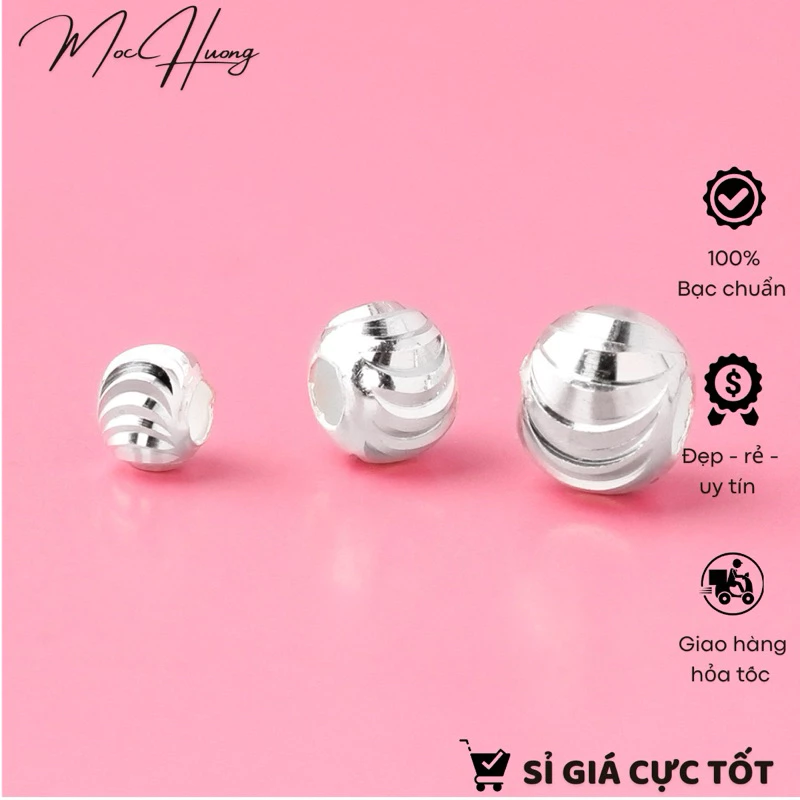 [S925] Set 2 Charm bi phay bạc 4mm - TH948 MOCHUONG JEWELRY