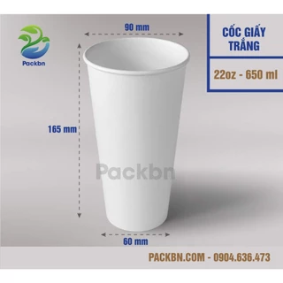 [Bán sỉ - Hoả tốc] 50 LY/CỐC giấy  2 Lớp 650ml kèm nắp dùng để đựng Trà, Coffe Nóng, Chống Bỏng...