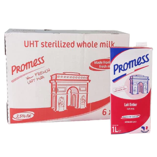 [Date mới nhất] 1 Thùng sữa tươi nguyên kem Promess 1L - béo 3.5% - thơm ngon, dinh dưỡng - NK Pháp.