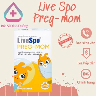 Men vi sinh cho Bé Táo Bón, Biếng Ăn, Rối Loạn Tiêu Hóa - LiveSpo PREGMOM 3 tỷ bào tử lợi khuẩn - Hộp 20 ống x 5ml