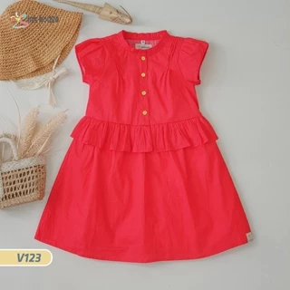 V123 Váy Xinh House Cotton Màu Đỏ Thiết Kế Peplum