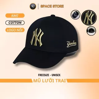 Mũ lưỡi trai MLB NY logo vàng thêu nổi, hàng xuất dư Freesize dành cho cả nam và nữ, Full hộp