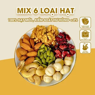 Hạt Dinh Dưỡng Mix 6 Siêu Hạt 600g, Mix Hạt Sấy Nguyên Vị (Macca, Điều, Hạnh Nhân, Óc Chó Đỏ, Hạt Bí, Óc chó vàng)