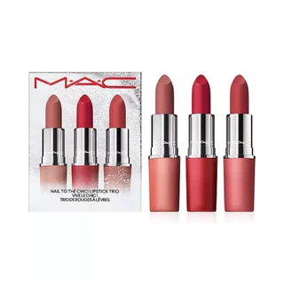 Set son Mac 3 thỏi Showstopper Powderkiss Lipstick Trio màu Stay curious- Ruby woo - Teddy 2.0- by Jesse Mart