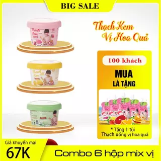 Combo 6 hộp mix vị Thạch kem pudding PHÚC AN vị dâu tây, xoài, nha đam, đồ ăn vặt giàu dinh dưỡng cho mọi lứa tuổi