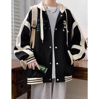 Áo hoodie nam nữ - khoác nỉ Bomber Unisex THÊU CHỮ A có mũ 2 lớp dày dặn ulzzang phong cách Hàn Quốc, Cúc bấm