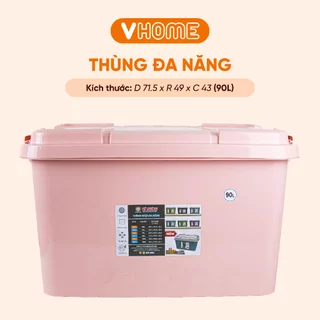 Thùng Nhựa Đựng Đồ Đa Năng Có Bánh Xe 90L Nhựa VĨ HƯNG - 6817